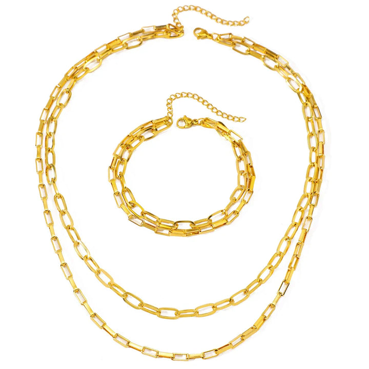 BowLift | Layered Dual Paperclip Bracelet and Necklace Set