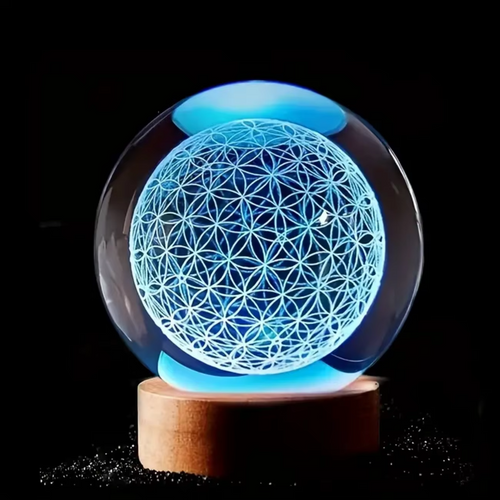BowLift | Enchanting 3D Flower of Life Crystal Ball with Color-Changing USB Nightlight
