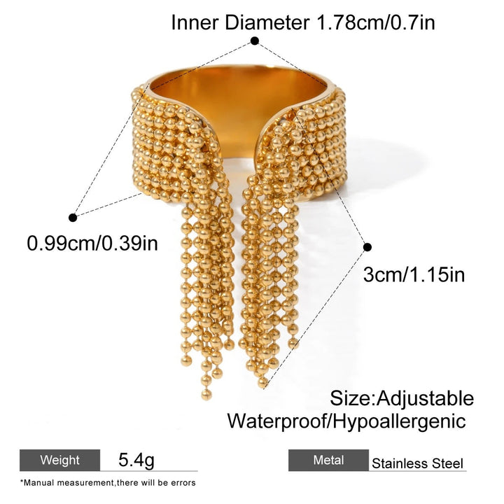 BowLift | 18K Gold Tassel Statement Adjustable Ring