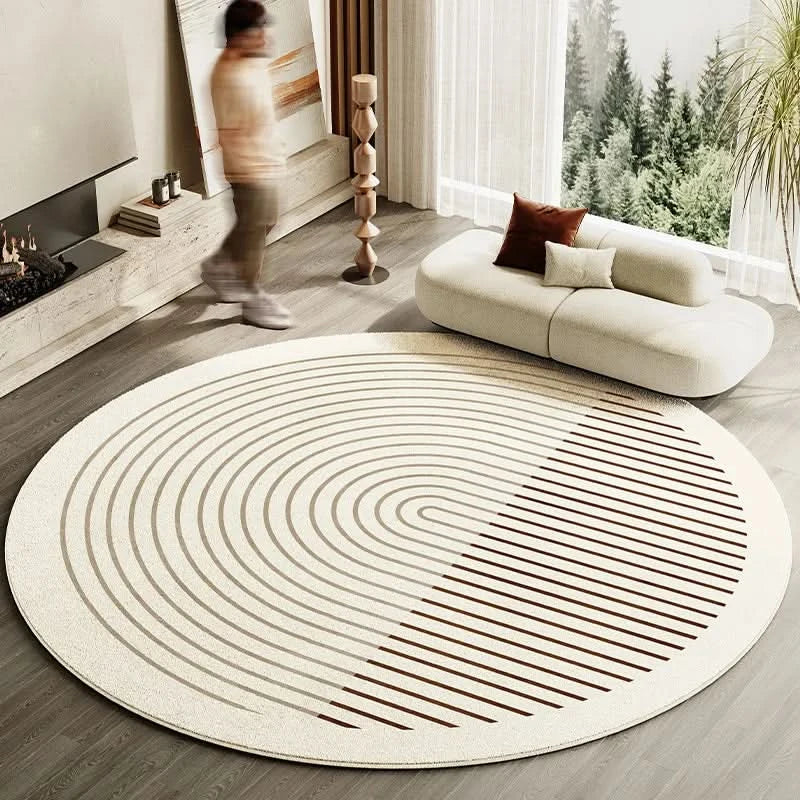 BowLift | Japanese Style Round Striped Rug Thick Washable with Non-Slip Backing