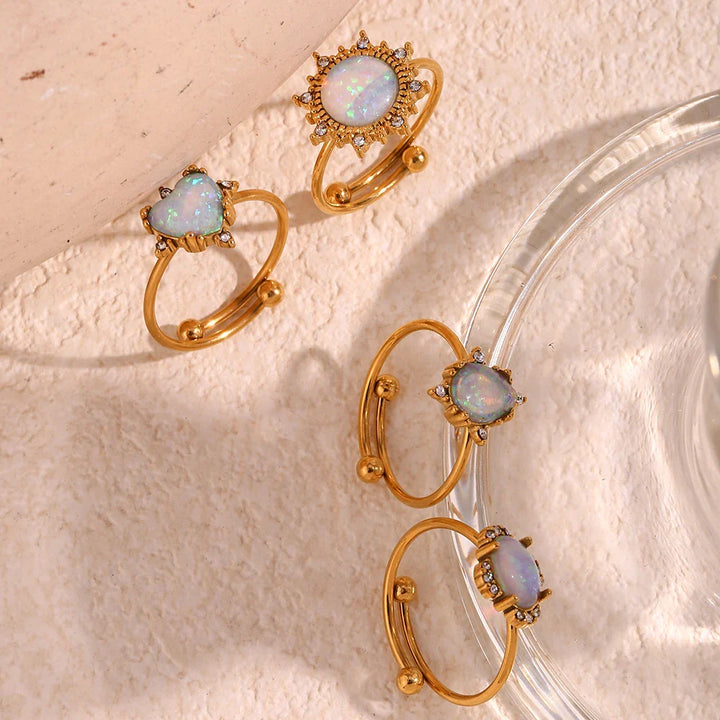 BowLift | Adjustable Diamond Accented Opal Iridescent Rings