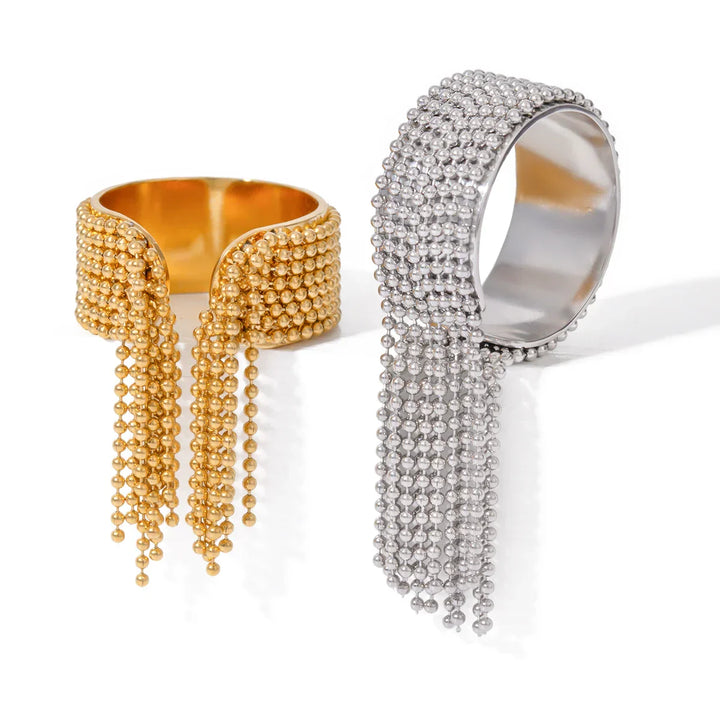 BowLift | 18K Gold Tassel Statement Adjustable Ring