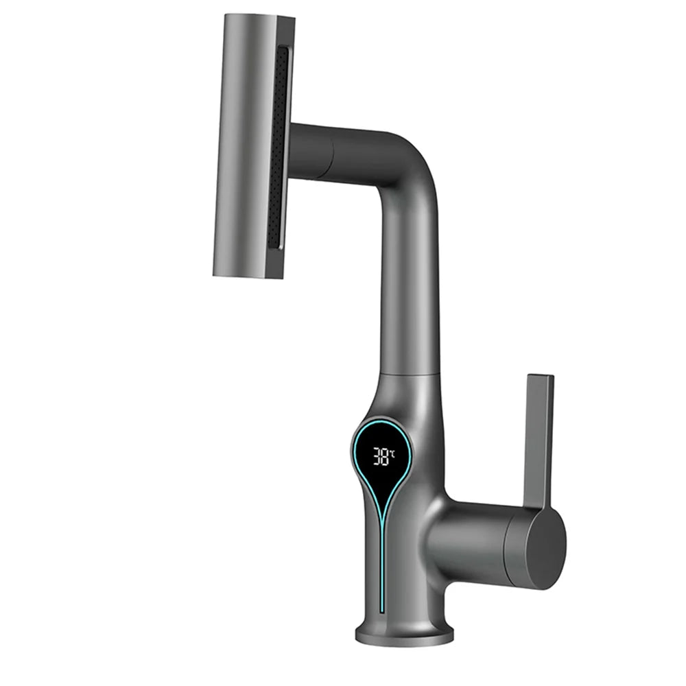 BowLift | Faucet with Waterfall Jet Temperature Display and Adjustable Sprayer