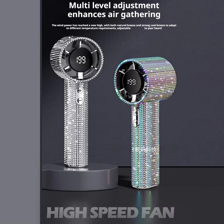BowLift | Diamond-Embellished Portable Fan with 199 Speed Settings and Type-C Recharge