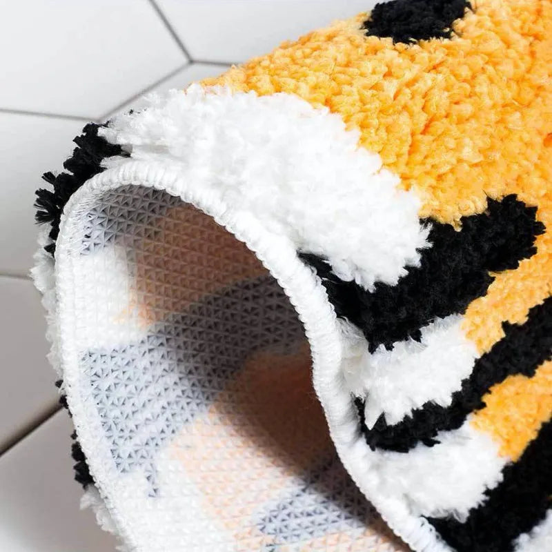 Cartoon Tiger Flocking Foot Mat | Bowlift