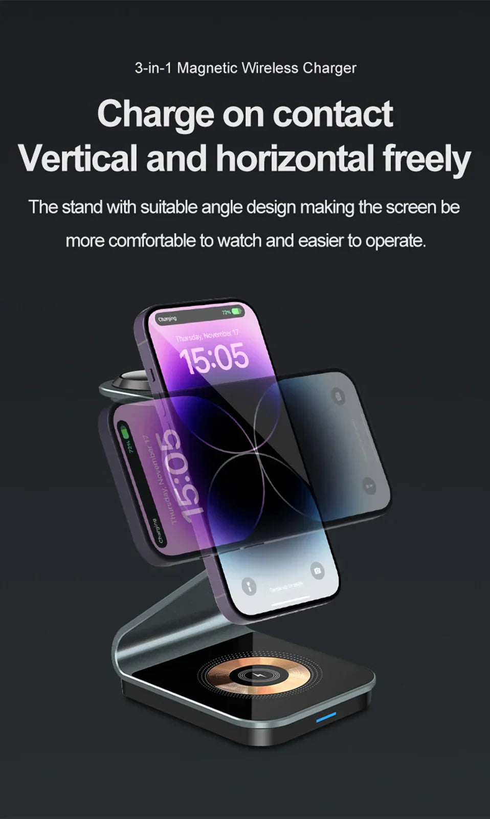 Chargy Pro - Stylish Magnetic Wireless 3-in-1 Charger Bowlift