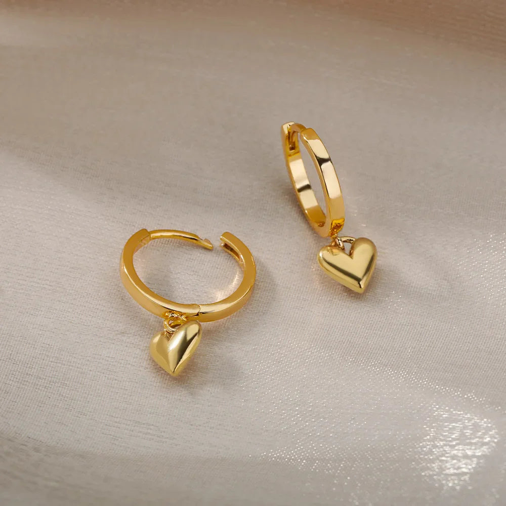 BowLift | Dainty Heart Dangle Huggie Hoop Earrings