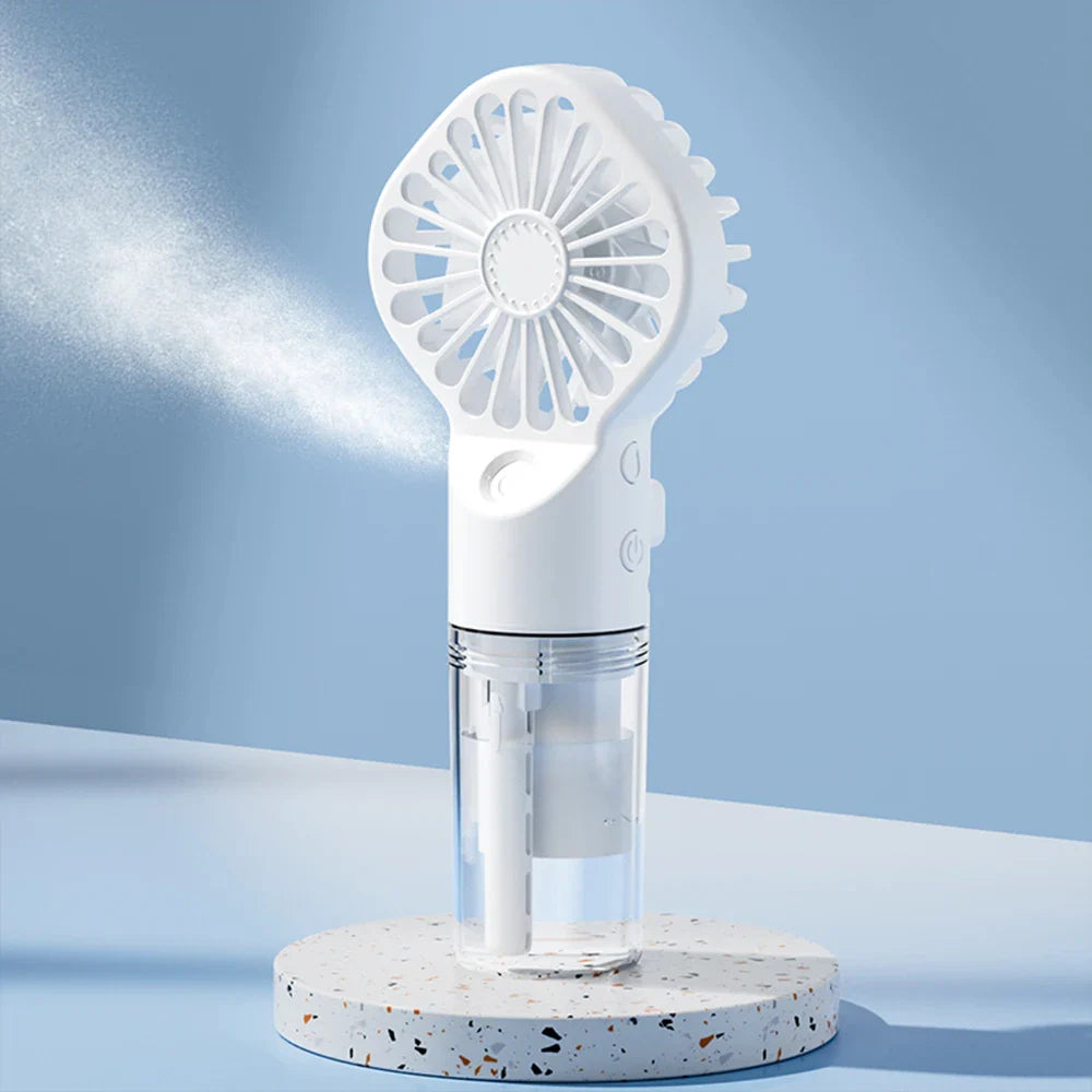 BowLift | Brisella Air Mini Hand Fan with Air Humidifier | 4-Stage Spray Function | USB Rechargeable | Portable & Quiet