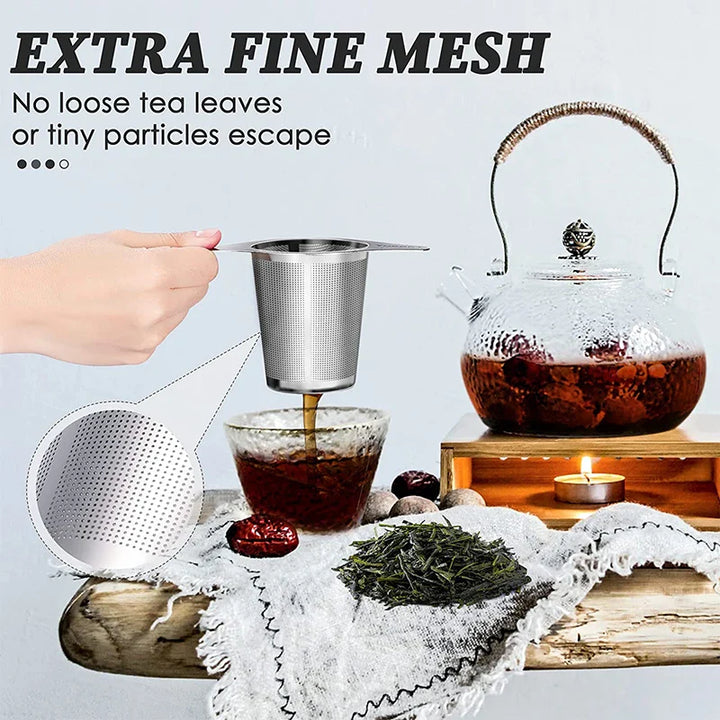BowLift | Tea Egg LeafLuxe Stainless Steel | Extra Fine Mesh Tea Strainer | With Double Handles | For Loose Tea