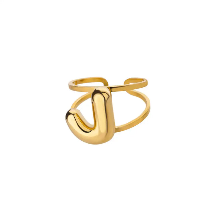 BowLift | Adjustable Open Band Bubble Letter Initial Ring