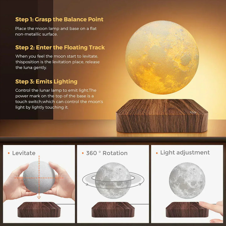 BowLift | Floating Magnetic Moon Lamp with 3D Print and LED Lighting