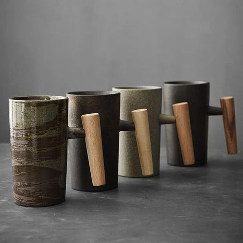 BowLift | BREWCRAFT MUG – Handmade ceramic mug with wooden handle for stylish coffee enjoyment