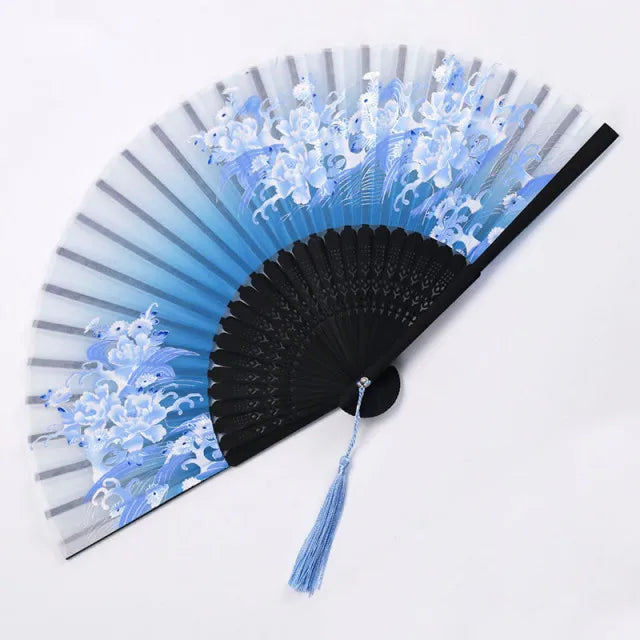 Traditional Japanese Style Floral Hand Fan | Bowlift