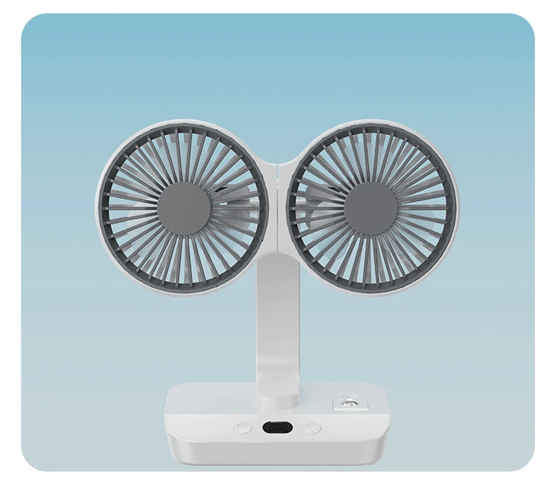 BowLift | Adjustable Double-Head Portable Table Fan Night Lamp