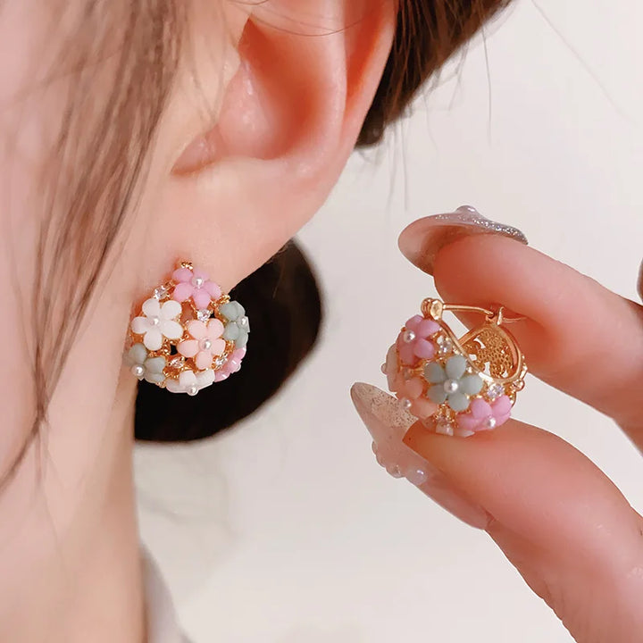 BowLift | Zircon Pearl Flower Elegant Earrings