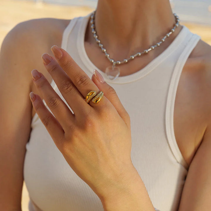 BowLift | Chunky Diamond Accented Wrap Ring