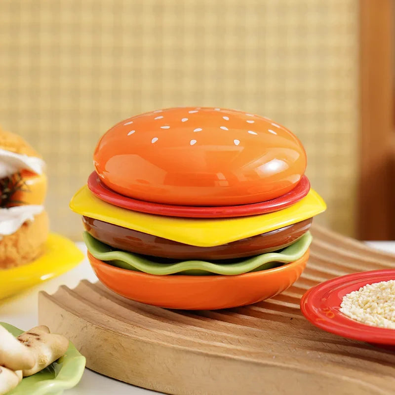 BowLift | Mini Stacked Hamburger Ceramic Plate Set