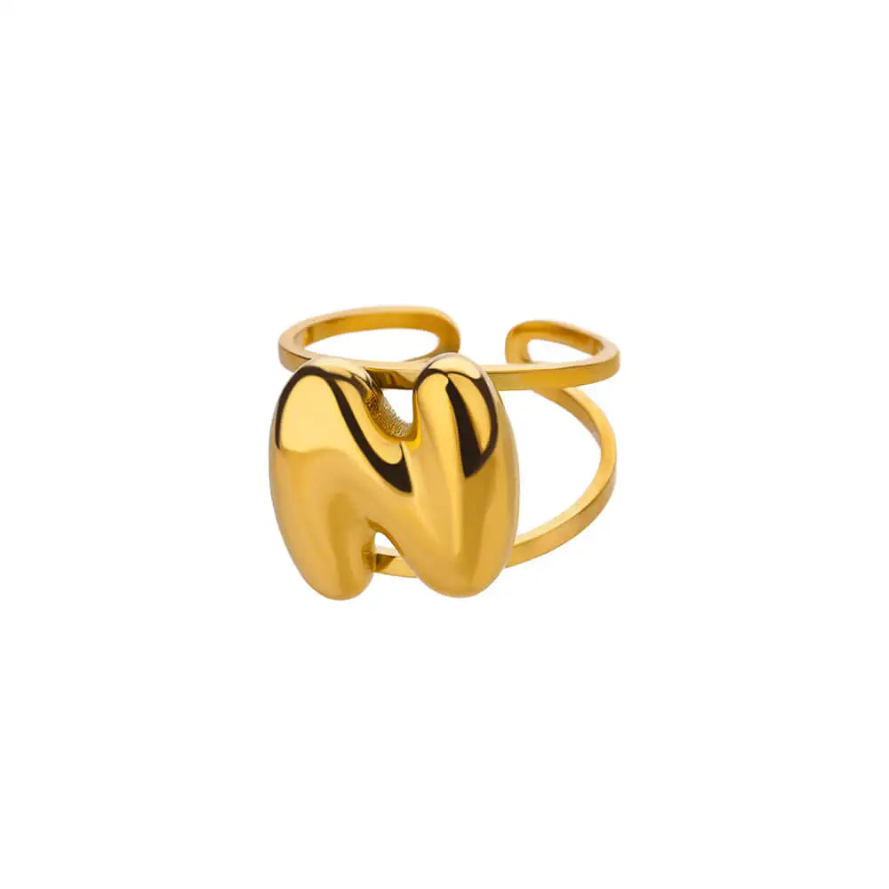 BowLift | Adjustable Open Band Bubble Letter Initial Ring