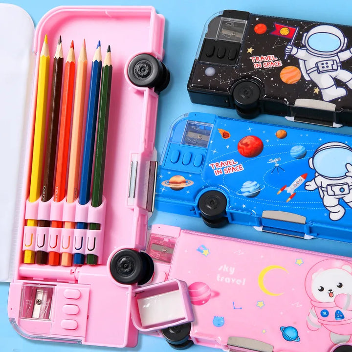 BowLift | Cartoon Bus Multifunctional Kids Stationery Pencil Box