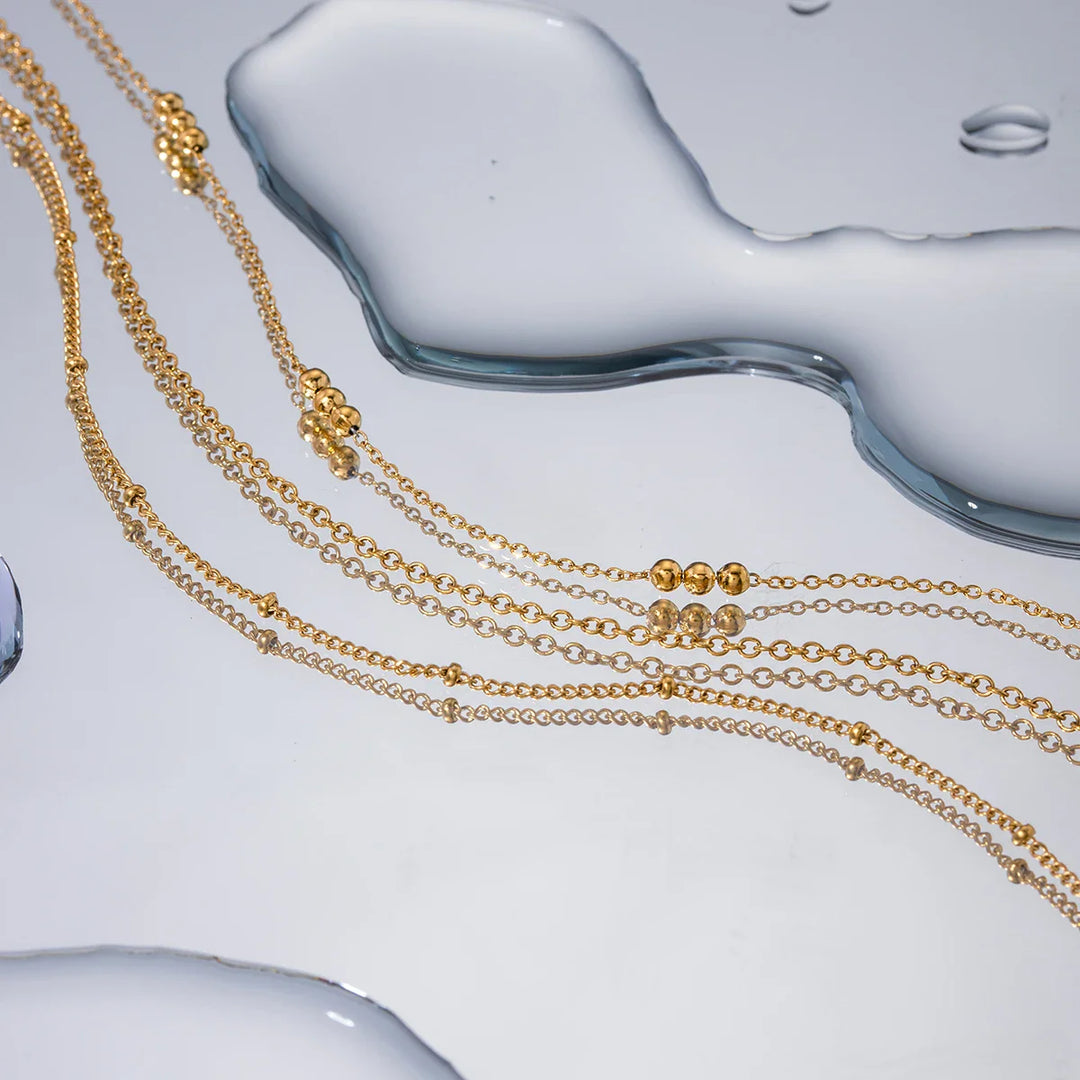 BowLift | 18k Dainty Triple Satellite Necklace Stack