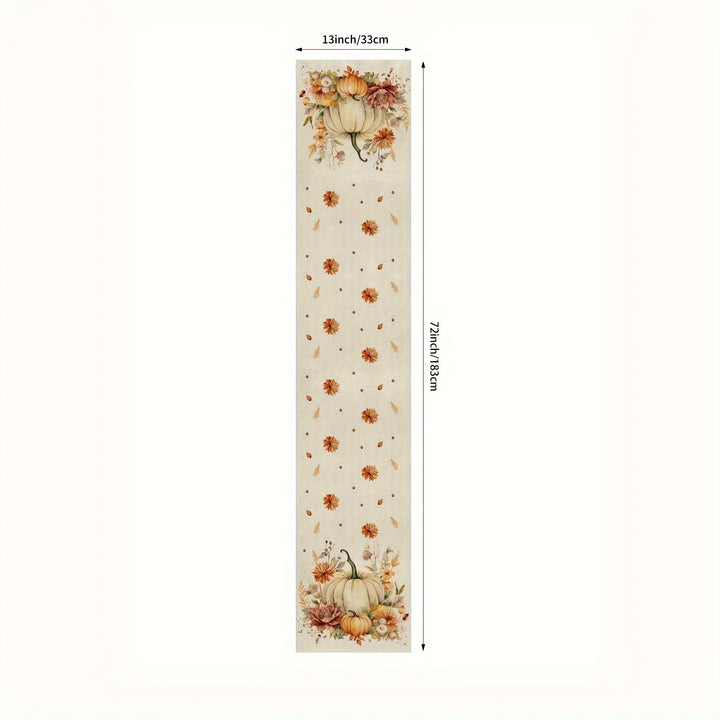 BowLift | Autumna Autumn Table Runner | Pumpkin & Flower Motif | Washable & Durable | Linen Look | 150–275 × 33 cm