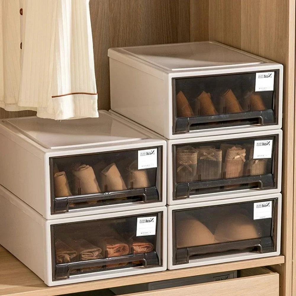 Modular Sliding Storage Box, Stackable Drawer Design