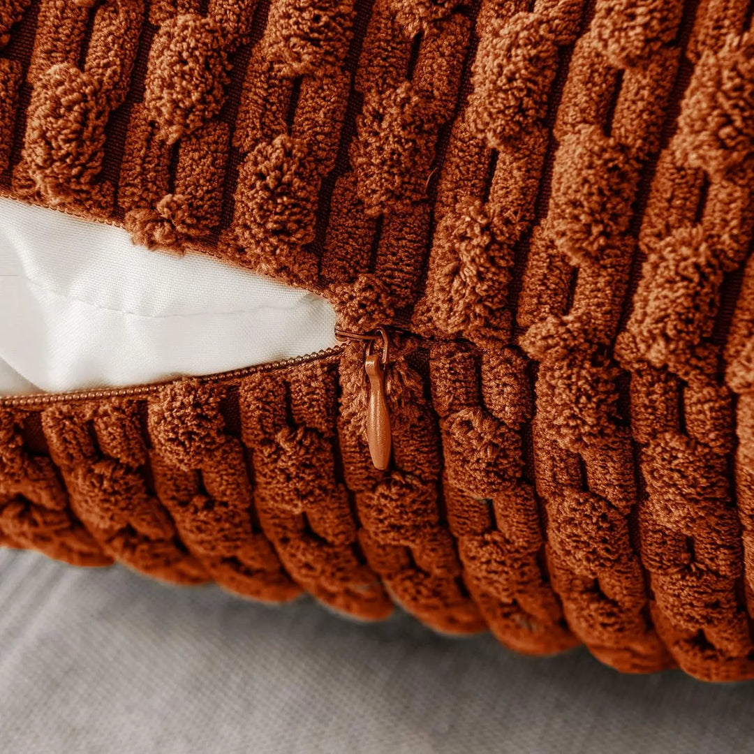 BowLift | Soft Ribbed Velvet Decorative Pillow with Stripes in Boho Style for Sofa and Bed