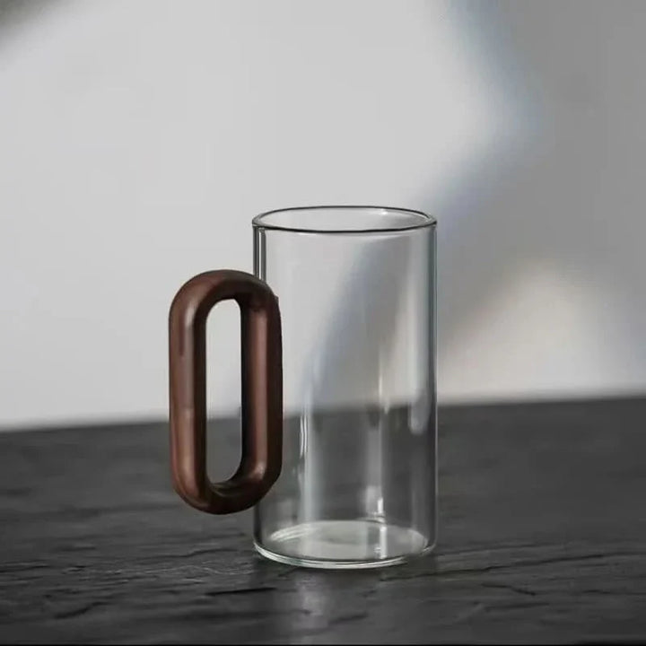 BowLift | Rustic Wooden Handle Heat-Resistant Glass Mug – 350ml