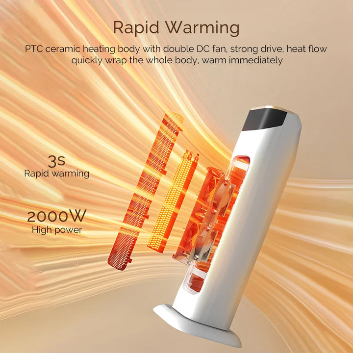 BowLift | Electric PTC Fan Heater with Adjustable Temperature, Remote Control and Timer, Energy Efficient