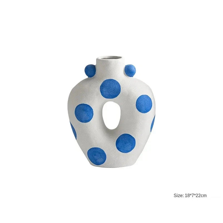 Blue Polka Dot Wonky Vase | Bowlift