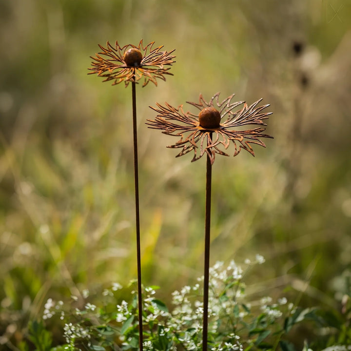BowLift | FLORUSTA Garden Stake Bluebonnet | Rust Look Metal | Rustic Garden Decor