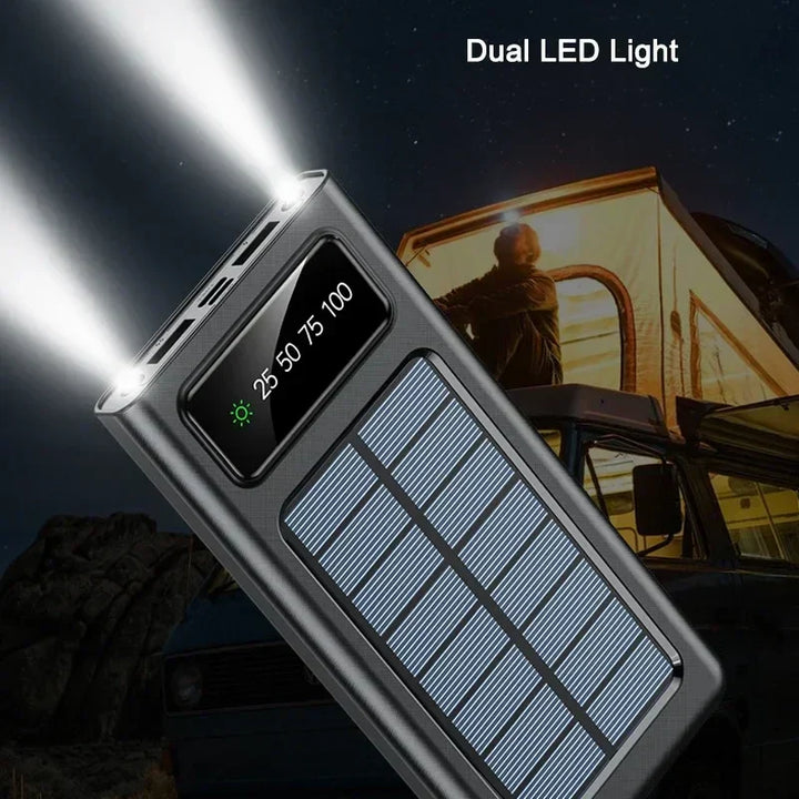 BowLift | PowerCharge Solar Power Bank | 4-in-1 cable system | Fast charging & LED flashlight