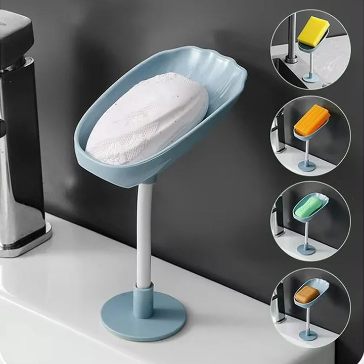 BowLift | DryLoft Soap Holder | Double Chamber with Drain & Lid | Wall Mount without Drilling | Dust Protection & Space Saving