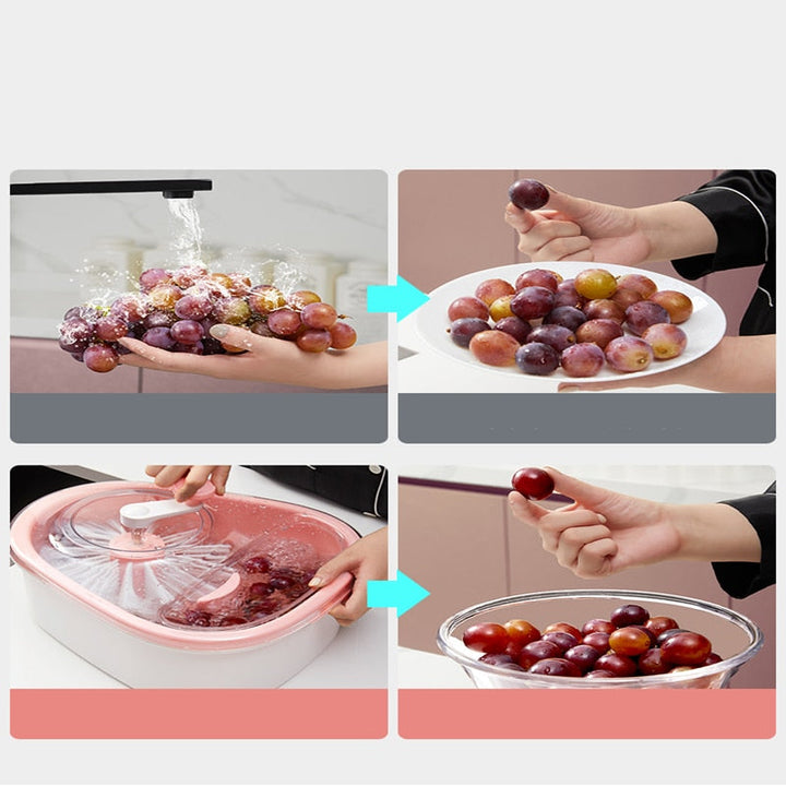 Fruit and Vegetable Washing Basket with Manual Drain
