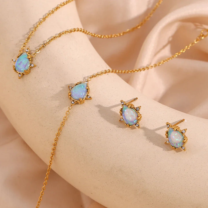 BowLift | Dainty Iridescent Opal Necklace, Bracelet, Earrings