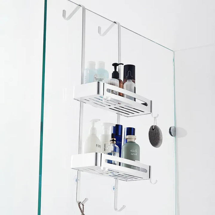 BowLift | Sleek Shower Nail-Free Dual Layer Organizer Rack