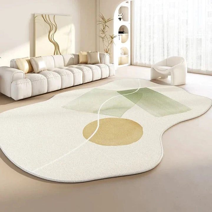 Japanese-Style Plush Area Rug with Irregular Shape and Non-Slip Backing