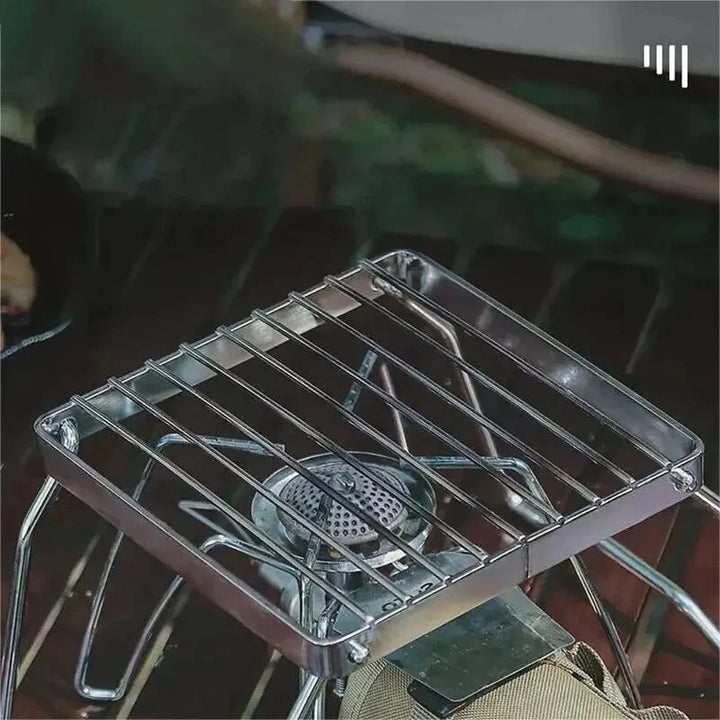 BowLift | FlameRack Folding Grill Stand | Stainless Steel & Foldable | For Outdoor & Camping | 3 cm Packed Size