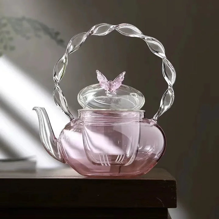 BowLift | Floral Lid Design Tea Infuser Glass Teapot