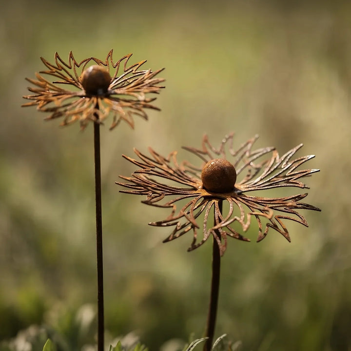 BowLift | FLORUSTA Garden Stake Bluebonnet | Rust Look Metal | Rustic Garden Decor