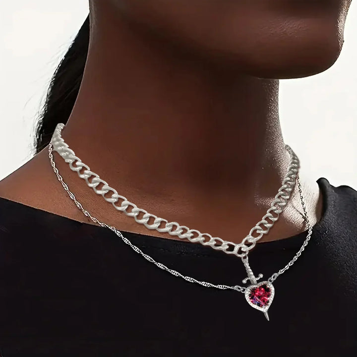 BowLift | Heart and Sword Couple Necklaces