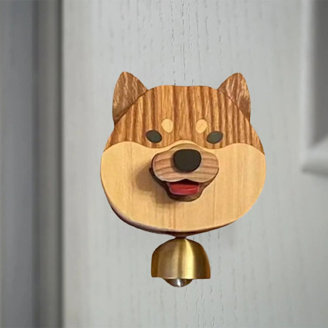 BowLift | Playful Shiba Dog Face Wooden Doorbell