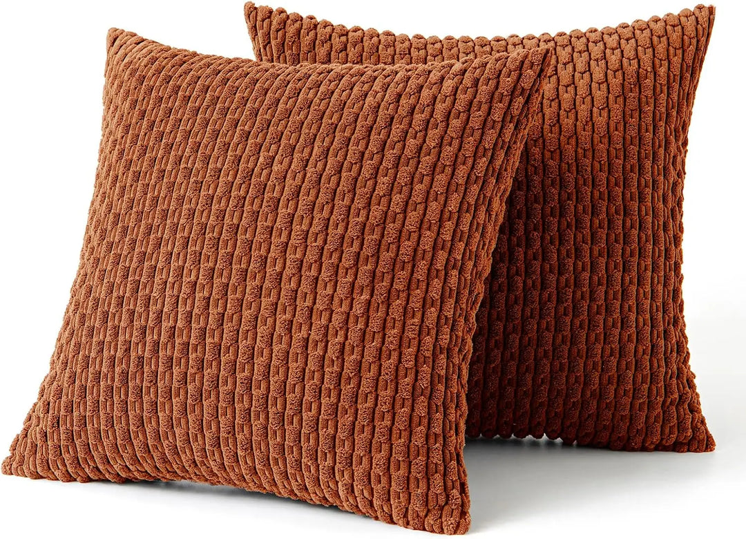 BowLift | Soft Ribbed Velvet Decorative Pillow with Stripes in Boho Style for Sofa and Bed