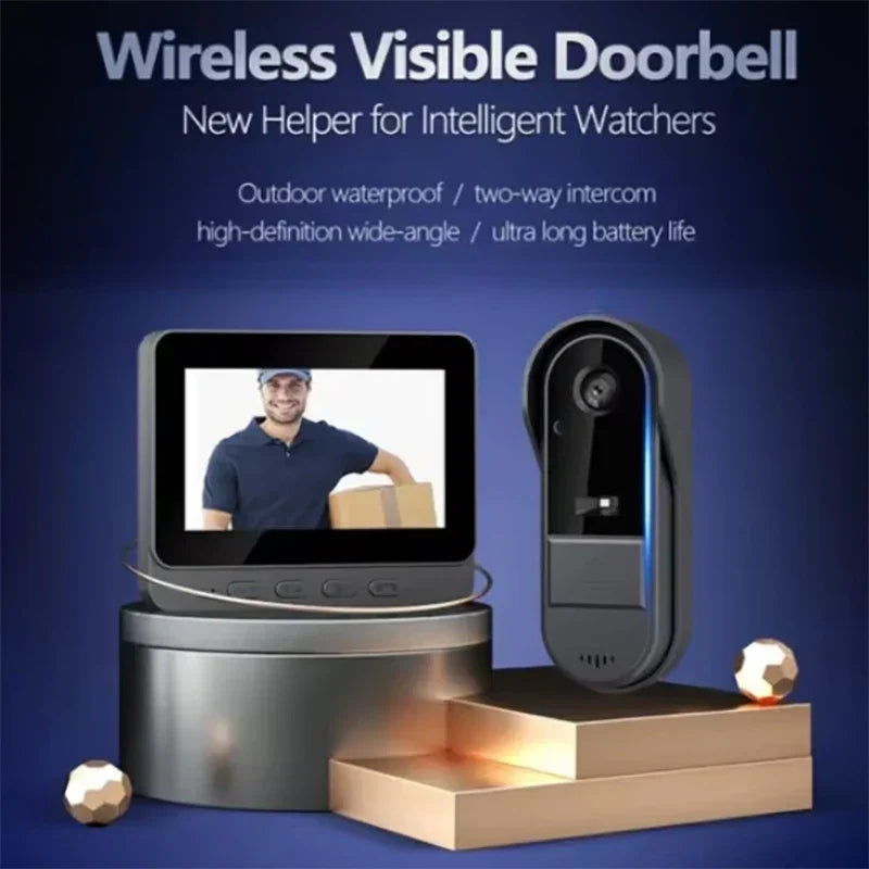 BowLift | Wireless Video Doorbell with Intercom & Night HD Vision – 4.3” IPS Display, Waterproof