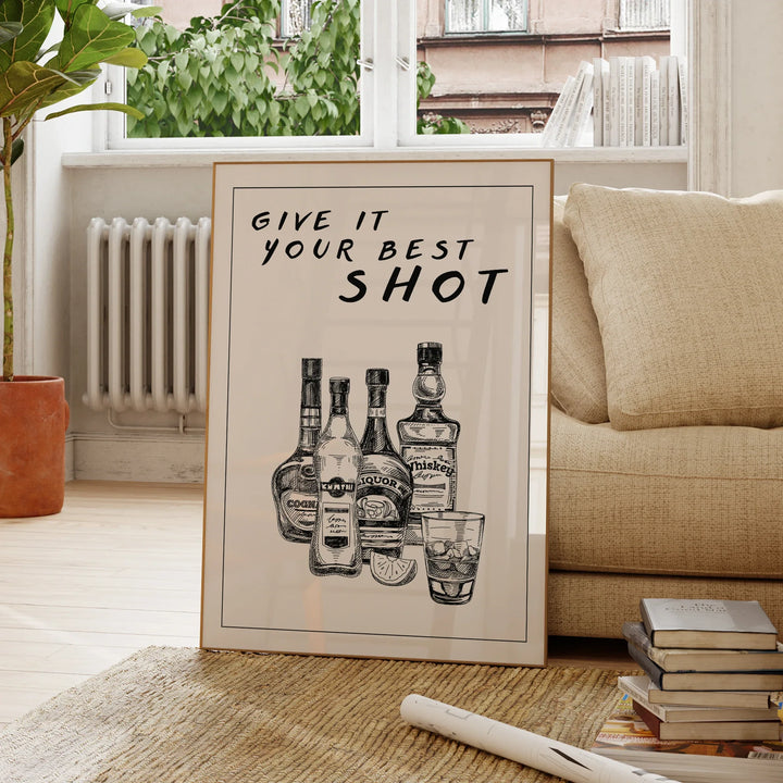 Give It Your Best Shot" Wall Art – Bold & Playful Bar Decor | Bowlift