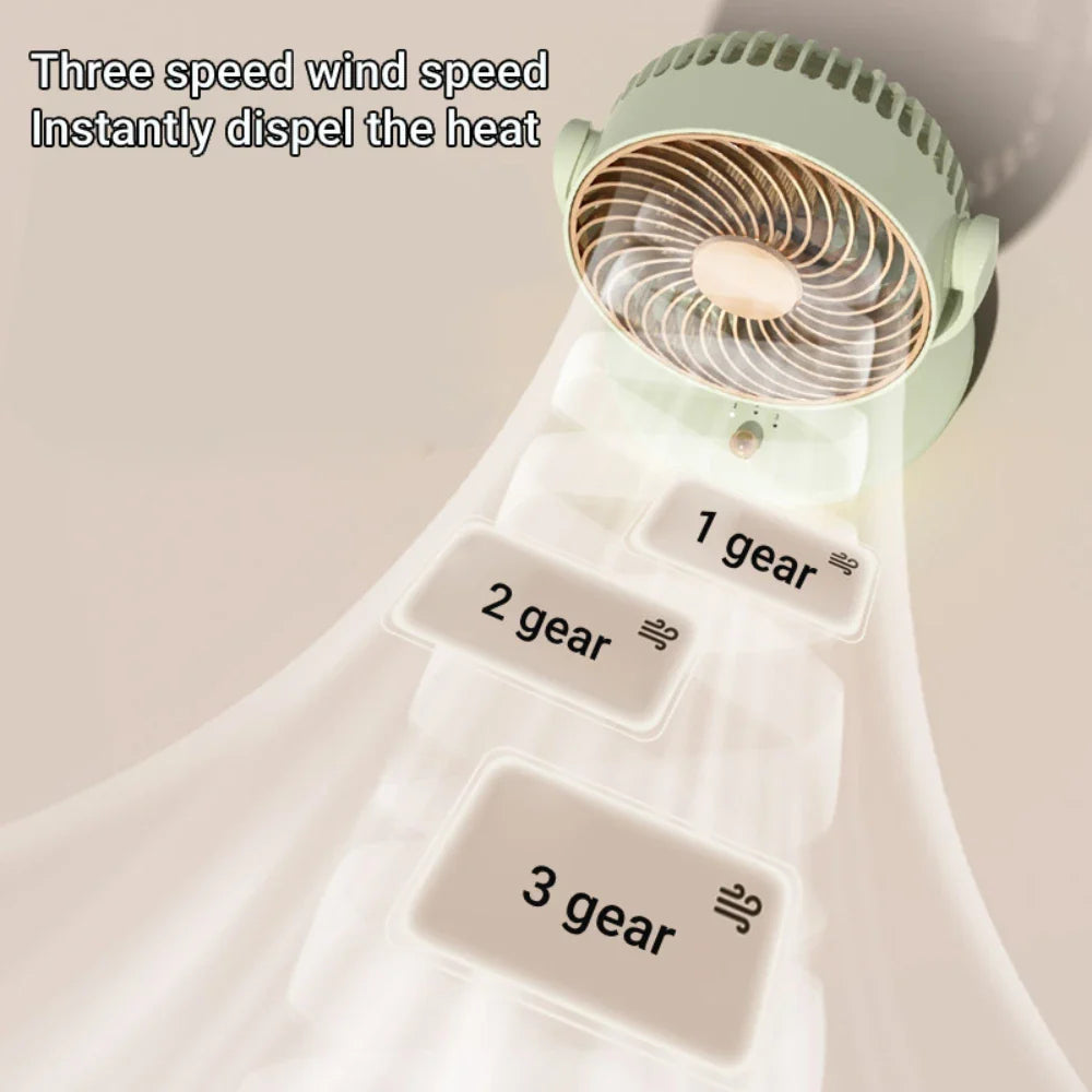 BowLift | BreezeLoop Table Fan with 360° Rotation | USB Fan with 3 Speeds & Battery | Quiet & Compact | For Office, Bedroom & Home