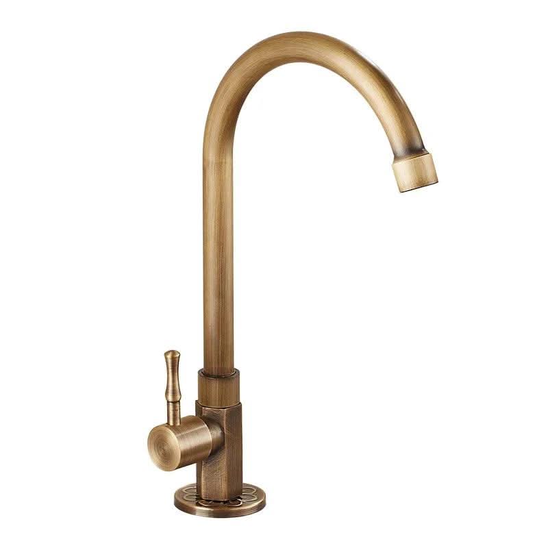 BowLift | Antique Brass Swan Neck Kitchen Faucet