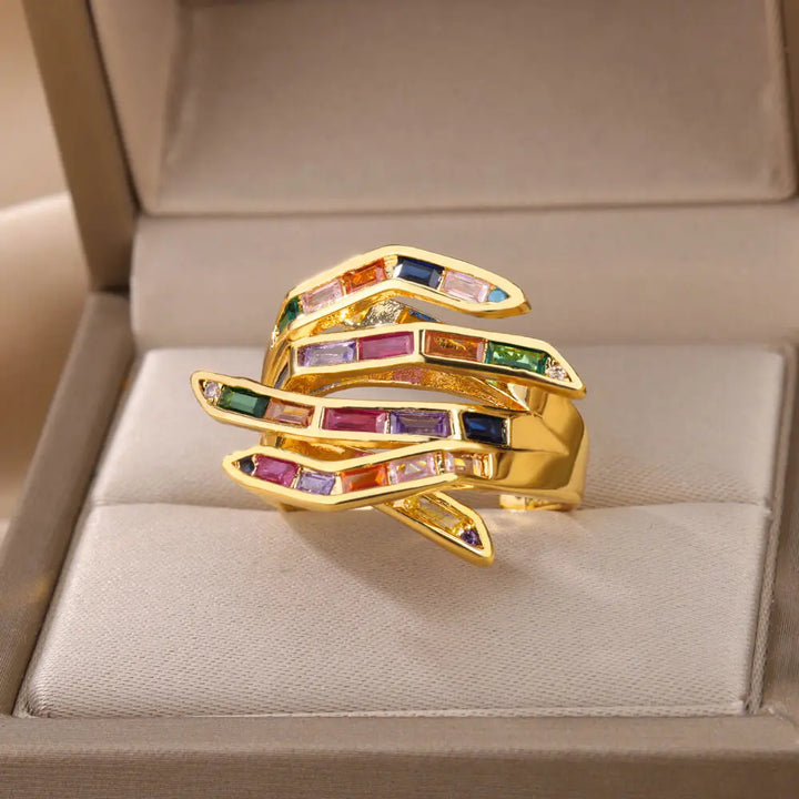 BowLift | Geometric Claw Scattered Diamond Ring