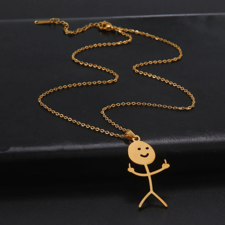 BowLift | Cute Punk Funny Middle Finger Stickman Necklace