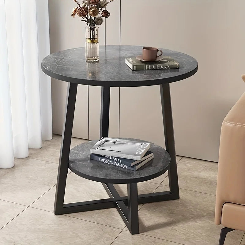 Two-Tier Side Table with Compact Space-Saving Design